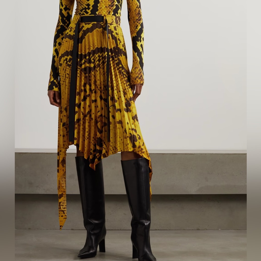 AZ Factory + Thebe Magugu asymmetric snake-print pleated recycled crepe skirt